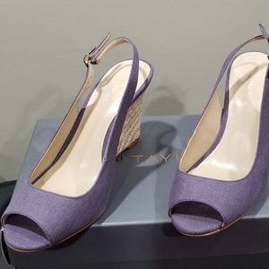 Ann Taylor "Aileen" Slingback Linen Wedge, 8M